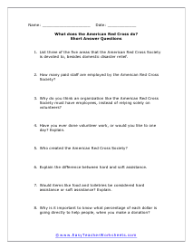 Red Cross Short Answer Worksheet