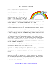 Rainbows Form Reading Worksheet
