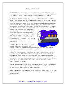 Titanic Reading Worksheet