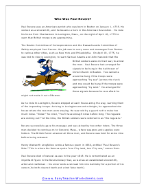 Paul Revere Worksheet