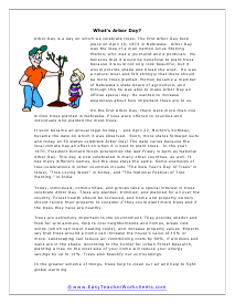 Arbor Day Reading Worksheet