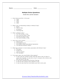 Moms Multiple Choice Worksheet