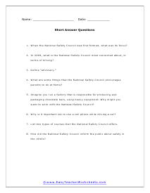 Council Short Answer Worksheet