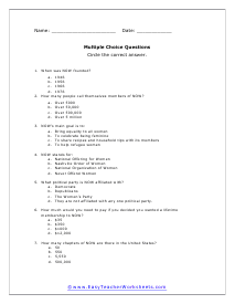 NOW Multiple Choice Worksheet