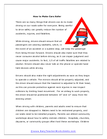 Make Cars Safer Reading Worksheet