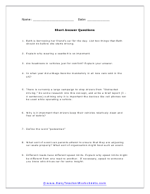 Safe Cars Short Answer Worksheet