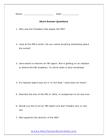 FBI Short Answer Worksheet