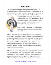 NASA Reading Worksheet