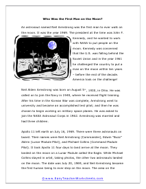 Man on the Moon Reading Worksheet