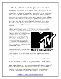 MTV Reading Worksheet