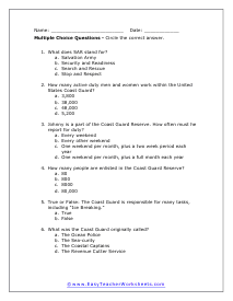 Coast Guard Multiple Choice Worksheet