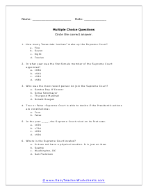 Supreme Court Multiple Choice Worksheet