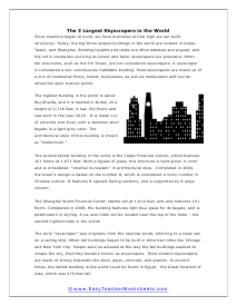 Skyscrapers Reading Worksheet