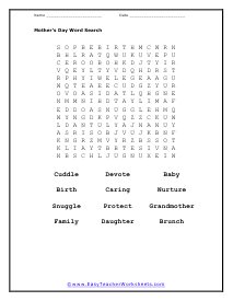 Word Search Worksheet