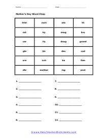 Word Chop Worksheet