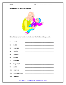 Word Scramble Worksheet