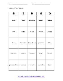 Bingo Worksheet #1