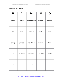 Bingo Worksheet #2