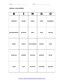 Bingo Worksheet #5