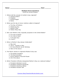 History Multiple Choice Worksheet