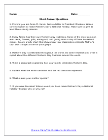 History Short Answer Worksheet