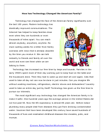 Technology Reading Worksheet