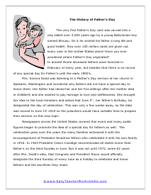 Father's Day Reading Worksheet