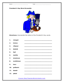 Word Scramble Worksheet