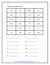 Word Chop Worksheet