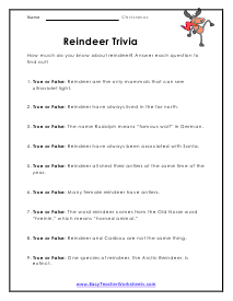 Trivia Worksheet