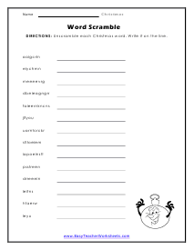 Word Scramble Worksheet