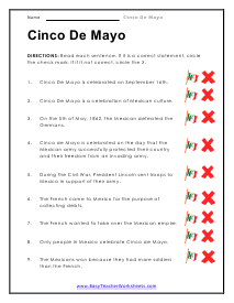 Cinco De Mayo Worksheets