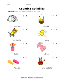 Counting Syllables Worksheets