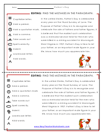 Proofreading Worksheet