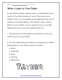 Write a Letter Worksheet