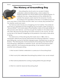 History of Groundhog Day Worksheet