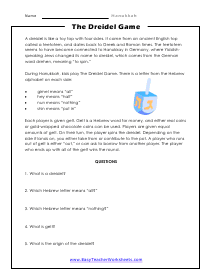 Dreidel Game Worksheet