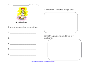 My Mother Worksheet