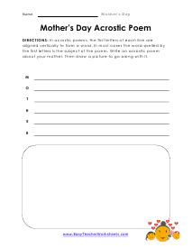 Acrostic Poem Worksheet