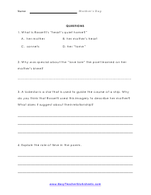 Sonnet Question Worksheet
