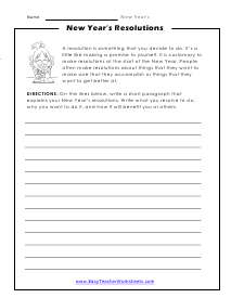 Resolutions Worksheet