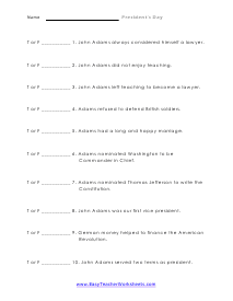 True or False Worksheet