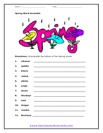 Word Scramble Worksheet