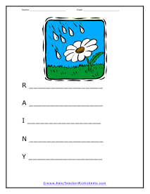 Rainy Poem Worksheet