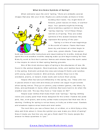 Symbols of Spring Worksheet