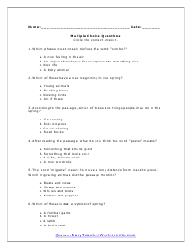 Multiple Choice Worksheet