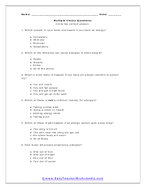 Multiple Choice Worksheet