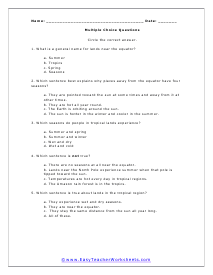 Planet Multiple Choice Worksheet