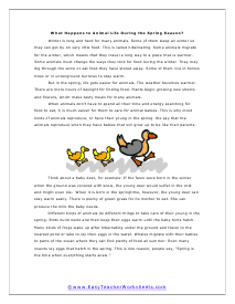 Animal Life Worksheet