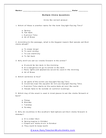 Spring Ahead Worksheet